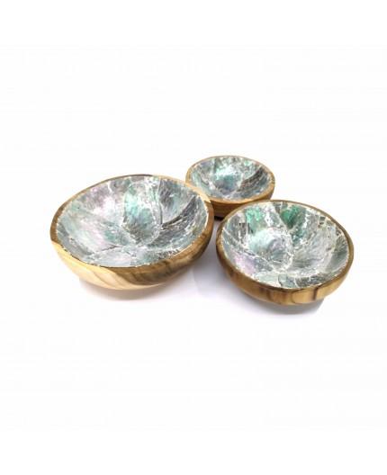 Pack 3 Cuencos Decorativos Concha de Nácar y Teca Pack 3 Cuencos Decorativos Concha de Nácar y Teca