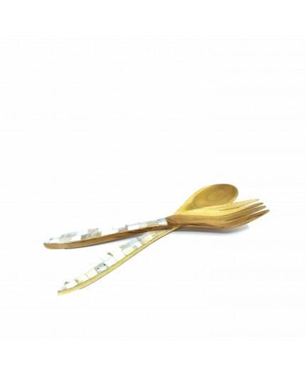 Pack Tenedor + Cuchara Madera y Paua Pack Tenedor + Cuchara Madera y Paua